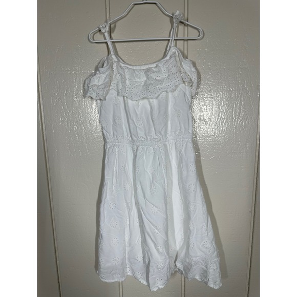 H&M Other - H&M Dress Girls 5-6Y White Eyelet Ruffle Off Shoulder Summer Casual Boho
